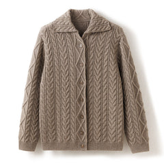 Thickened Button Up Pure Cashmere Sweater Cardigan with Collar