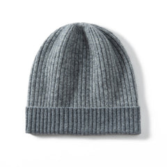 Winter Two-Tone Rib Knit Beanie Soft Warm Thickened Cashmere Hat