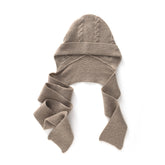 Winter Cashmere Hooded Cable Knit Pullover Headscarf Hoodie Hat