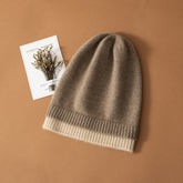 Reversible Two-Tone Cashmere Beanie Winter Hat for Women and Men