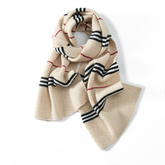 100% Cashmere Scarf Plaid Checked Knitted Scarves