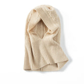 100% Pure Cashmere Hooded Knit Cashmere Scarf Hat