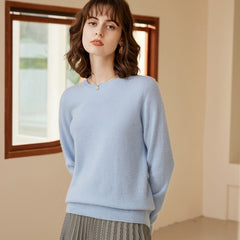 Classic Round Neck Women's Pure Cashmere Knit Sweater