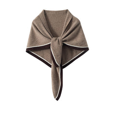 Women's Cashmere Scarf Contrast Trim Knitted Wrap Shawl