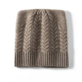 100% Cashmere Braided Cable Knit Beanie Winter Soft Warm Hat