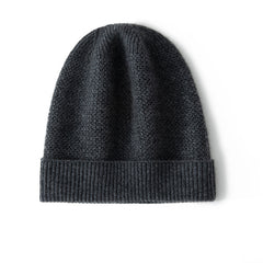 Cashmere Cuffed Textured Knit Beanie Hat for Women and Men