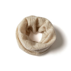 100% Cashmere Knitted Diamond Knit Infinity Scarf Neck Gaiter
