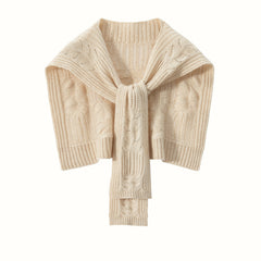 Pure Cashmere Cape Scarf Cable Knit Shawl Shoulder Warmer