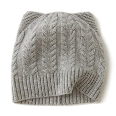 Women Cute Warm Cashmere Soft Winter Cat Ear Beanie Hats