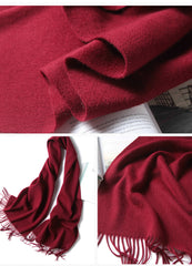 100% Pure Cashmere Scarf Winter Warm Fringed Wrap Shawl