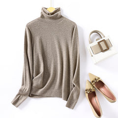100% Cashmere Women's Classic Turtleneck Loose Knitted Sweater