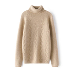 Women's Cashmere Turtleneck Textured Chevron Knit Sweater