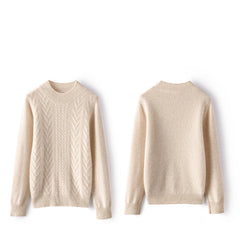 Mock Neck Cable Soft Warm Knit Warm Cashmere Wool Sweater