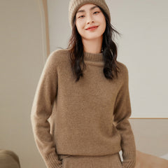 Half Turtleneck Plush Thickened Cashmere Sweater for Women