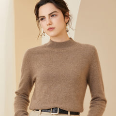 Soft Mock Neck Sweater Slim Knitted Cashmere Sweater
