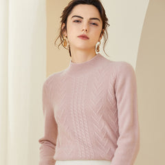 Half Turtleneck Thicken Loose Cable-Knit Cashmere Sweater