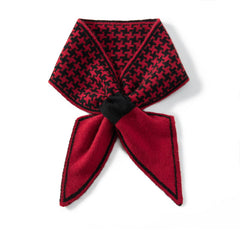 100% Pure Cashmere Houndstooth Knitted Neck Scarf Winter Wrap