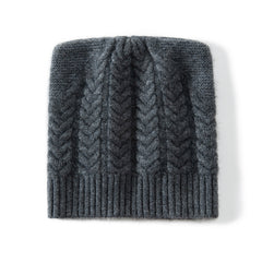 100% Cashmere Braided Cable Knit Beanie Winter Soft Warm Hat