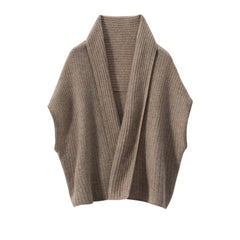 Pure Cashmere Shawl Wrap Travel Scarf Ribbed Cape