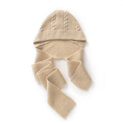 Winter Cashmere Hooded Cable Knit Pullover Headscarf Hoodie Hat