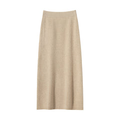 Ribbed Women's High-waist Slim Cashmere Knitted Midi Hip Skirt