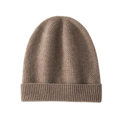 Cashmere Cuffed Textured Knit Beanie Hat for Women and Men