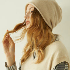 100% Pure Cashmere Slouchy Beanie for Women – Lightweight Knit Winter Hat