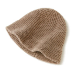 100% Pure Cashmere fisherman Warm Ribbed Beanie Hat