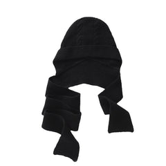 Winter Cashmere Hooded Cable Knit Pullover Headscarf Hoodie Hat