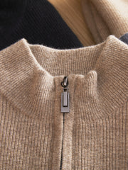 Men’s 100% Pure Cashmere Half Zip Mock Neck Sweater – Luxury Knit Pullover