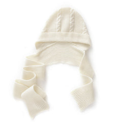 Winter Cashmere Hooded Cable Knit Pullover Headscarf Hoodie Hat
