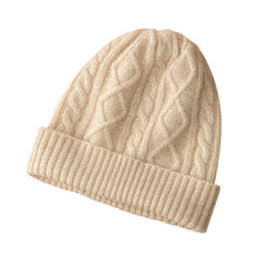Winter Warm Classic Cable Knit Cashmere Beanie  Hat