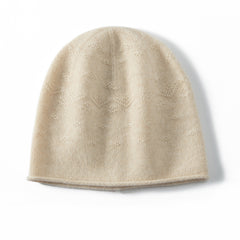 100% Pure Cashmere Lightweight Textured Beanie Cap for Women