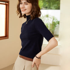 Women's Short Sleeve Turtleneck Cashmere Cashmere Sweater