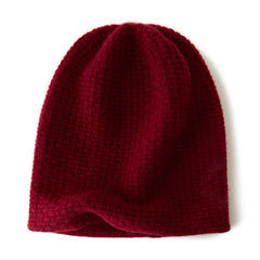 100% Cashmere Waffle Knit Soft Warm Beanie Hat for Women