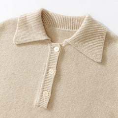 Mid-length Polo Collar Thickened 100% Pure Cashmere Sweater