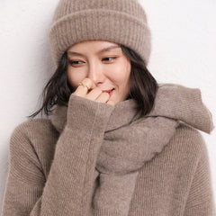 100% Pure Cashmere Ribbed Beanie Hat for Women – Thick Knit Winter Cap