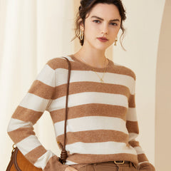 Stripe Women's  Long Sleeve Pullover Cashmere Sweater