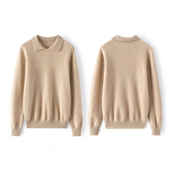 Women's Lapel Polo Collar Soft Classic Knit Top Cashmere Sweater