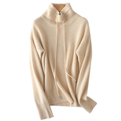 Cowl Neck Cashmere Wool Sweater Loose Tie Soft Relaxed Knit Top