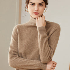 Women's 100% Pure Cashmere Long Sleeve Turtleneck Knit Sweater