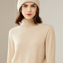 Women's 100% Pure Cashmere Long Sleeve Turtleneck Knit Sweater